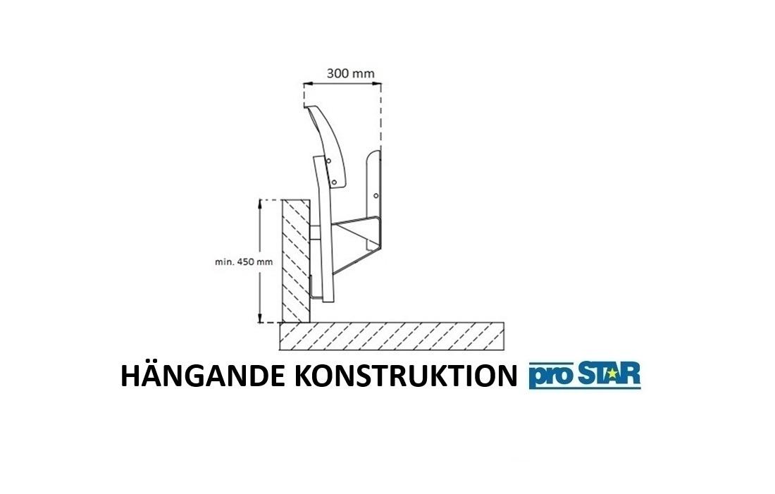 Fällbar läktarstol enskild hängande konstruktion 